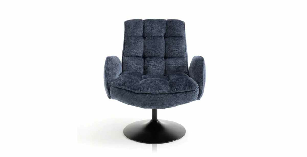 draaifauteuil blauw met zwarte poot