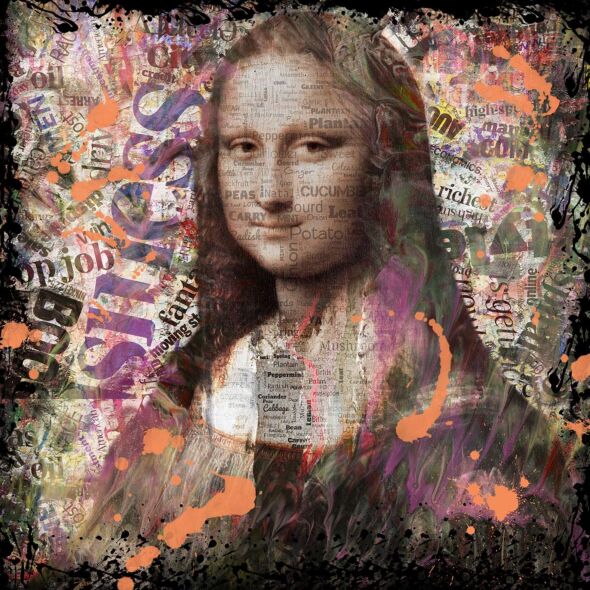 Glasschilderij Mona Lisa 100x100